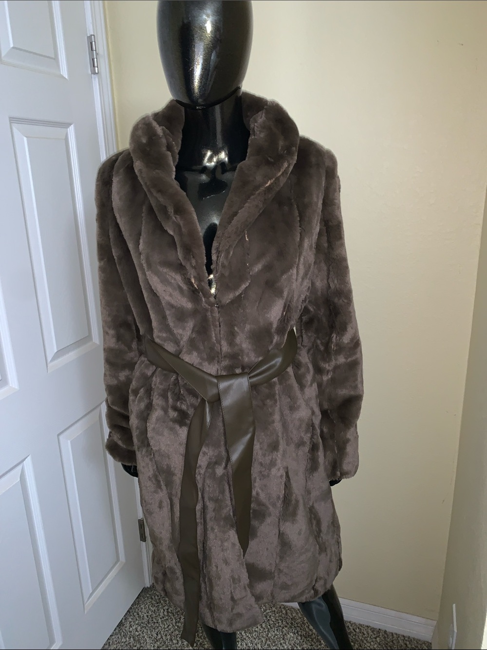 Dolls Kill Darker Wavs Signal Maxi Faux Fur Coat, NWT, Size XXS